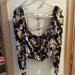 Floral Black Women's Top